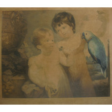 Infantine Amusement. Two children by urn with parrot, by Anthony Cardon [1772-1813].