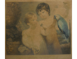 Infantine Amusement. Two children by urn with parrot, by Anthony Cardon [1772-1813].