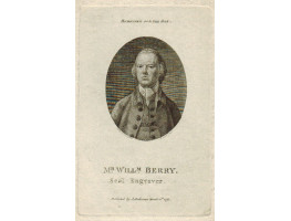 Engraved Portrait of Berry, Head and Shoulders, in oval, after W. de la Cour by R. Scott.