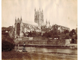 Worcester Cathedral from the River. Friths Series Stamp numbered 1884,
