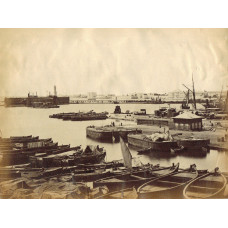 Harbour with barges and lighters.