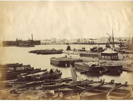 Harbour with barges and lighters.