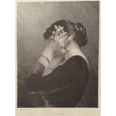 'Ventose'. Woman holding her hands to the side of her head.