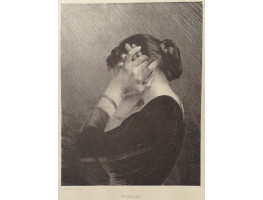 'Ventose'. Woman holding her hands to the side of her head.