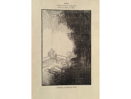 Illustration entitled 'Drawing' . Man sitting in the corner of a room having seen a phantom.