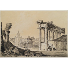 'In the Roman Forum'. Figures and animals amongst the ruins.