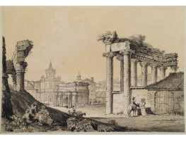 'In the Roman Forum'. Figures and animals amongst the ruins.