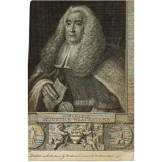 Engraved Portrait of Blackstone, Half Length, in robes and wig, after Gainsborough by John Hall.