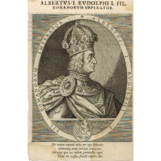 Engraved Portrait of Albertus, Head and Shoulders, in profile, to right, in armour, wearing crown, within oval,