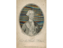 Engraved Portrait of Count Florida Blanca, Half Length, oval, after M. Griffith  by Corner.