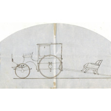 DRAWING, in ink, showing carriage in profile, with chair on incline