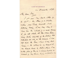 AUTOGRAPH LETTER Signed, 10 Hyde Mansions, N.W. 24 December 1893, 3pp,
