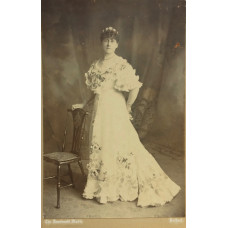 CABINET PHOTOGRAPH Full Length, in dress by chair, by Rembrandt Studio, Belfast,