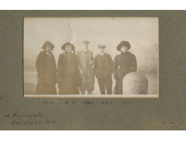 Photograph of Amy Cavan with her children, all identified by initials, at Ramsgate Christmas, 1911.