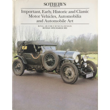 Important, Early, Historic and Classic Motor Vehicles, Automobilia and Automobile Art. 30 March 1992.
