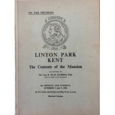 Catalogue of the Contents of Linton Park, Kent The Property of the Late R. Olaf Hambro. 2 & 3 October 1961.