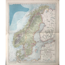 General &  Statistical  Map of Sweden, Norway and Denmark. (80 miles to the inch)