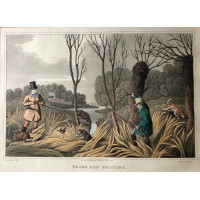 'Water Hen Shooting'. Two men with guns and dogs, by I. Clark.