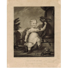 'The Peacock's Feather, Infant holding whip and hat with peacock's feather, after C. Linsell.