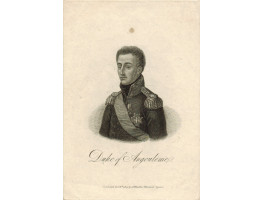 Engraved Portrait of Duke of Angouleme, Half Length, in uniform.