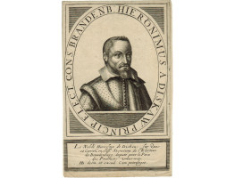 Engraved Portrait of Hieronymus a Diskaw, Head and shoulders, in oval, French inscription.