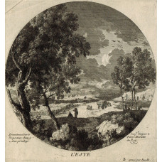 'L'Este' A roundel of a summer harvest scene with trees. Numbered 2.
