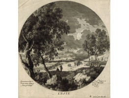 'L'Este' A roundel of a summer harvest scene with trees. Numbered 2.