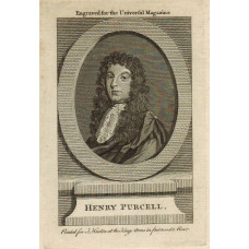 Engraved Portrait of Purcell, Head and Shoulders, in oval, on pediment, after R. White.