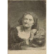 Old Woman warming hands by pot, after Giuseppe Nogari [1699-1763].