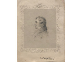 Engraved Portrait of Turner, Head and Shoulders, in profile to left, in frame, by J.B. Hunt.
