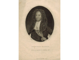 Engraved Portrait of  Walpole, Half Length, in wig, with sash and Garter star, in oval, after S. Harding by Birril