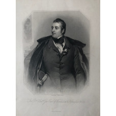 Engraved Portrait of George Earl of Winchilsea, Half-Length, to left, in octagonal frame, after Phillips by H. Robinson.