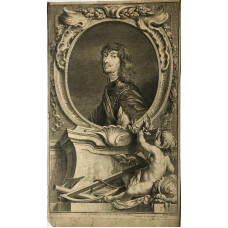 Engraved Portrait of Northumberland, Half Length, in decorated oval, on pediment with putti, after Van Dyck by Jacobus Houbracken [1698-1780]