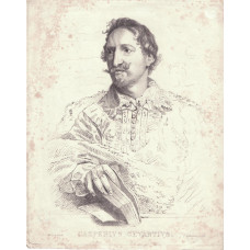 Engraved Portrait of Casperius Gevartius [1593-1666]  Half-Length, hand on book by Edward Mitchell [1773-1852].