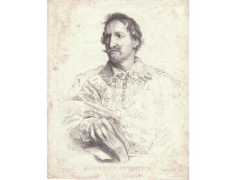 Engraved Portrait of Casperius Gevartius [1593-1666]  Half-Length, hand on book by Edward Mitchell [1773-1852].