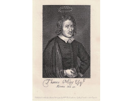 Engraved Portrait of May, Three quarter Length, holding book,