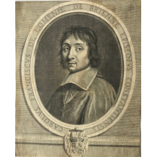 Charles Fran?ois de Lom?nie de Brienne, [1637-1720] Bishop of Coutances, Head and Shoulders in clerical dress, in oval, with coat of arms, after Antoine Paillet  [1626-1701]