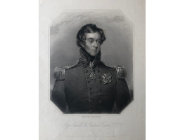 Engraved Portrait of Sir Frederick Trench Half-Length, in uniform, to right in octagonal frame, after Robson by H. Robinson.
