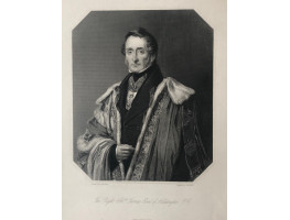 Engraved Portrait of Earl of Haddington, Half-Length, in robes, in octagonal frame, after R. McInnes by J. Brown.