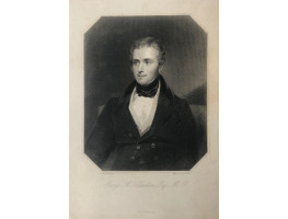 Engraved Portrait of George Hamilton  Half-Length, to left, in octagonal frame, after Newton by Posselwhite.