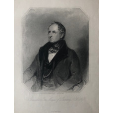 Engraved Portrait of Marquess of Londonderry, Half-Length, seated in octagonal frame, after John Bostock by Joseph Jenkins.