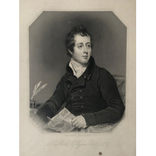 Engraved Portrait of Sir Robert Fitzwygram, Half-Length, seated to left, holding letter, in octagonal frame, after T. Phillips by Joseph Brown.