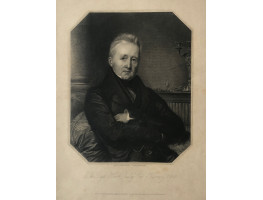 Engraved Portrait of Earl of Harrowby, Half-Length, seated in octagonal frame, after Madame Meunier by H.B. Hall.