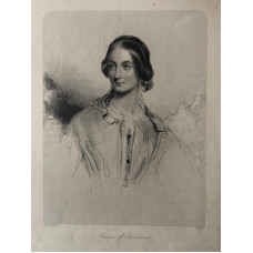Engraved Portrait of Countess of Strathmore, Half Length, domed top, after John Hayter by W.H. Mote.