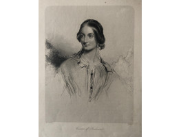 Engraved Portrait of Countess of Strathmore, Half Length, domed top, after John Hayter by W.H. Mote.
