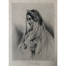 Engraved Portrait of Lady St John Mildmay Half Length, in veil, domed top, after J. Hayter by W.H. Mote.