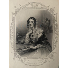 Engraved Portrait of Duchess of St Albans Three Quarter Length, seated with hawks,, in ornamental border, after J. Hayter by W.H. Egleton.