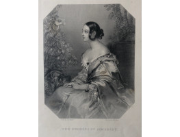 Engraved Portrait of Duchess of Somerset Three Quarter Length, seated with dog, , after J. Hayter by W.H. Mote.