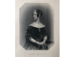 Engraved Portrait of Countess Camperdown,Three Quarter Length, standing, in octagonal frame,  after F. Stone by W.H. Egleton