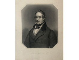 Engraved Portrait of Lyall, Half Length, in octagonal frame, after T. Phillips by H. Robinson.